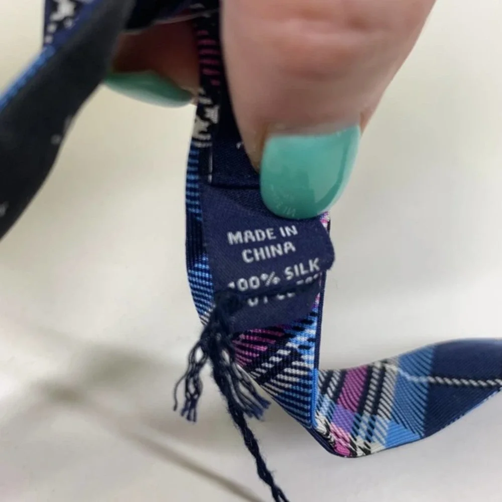 CREMIEUX Blue & Pink Plaid Silk Bow Tie‎ - NWT